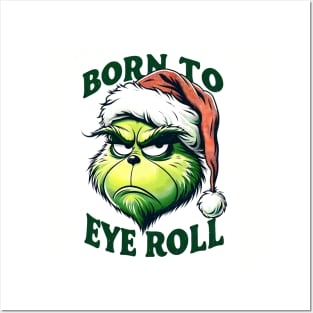 Festive Grinch Humor: Grumpy Santa Hat Christmas Shirt Posters and Art